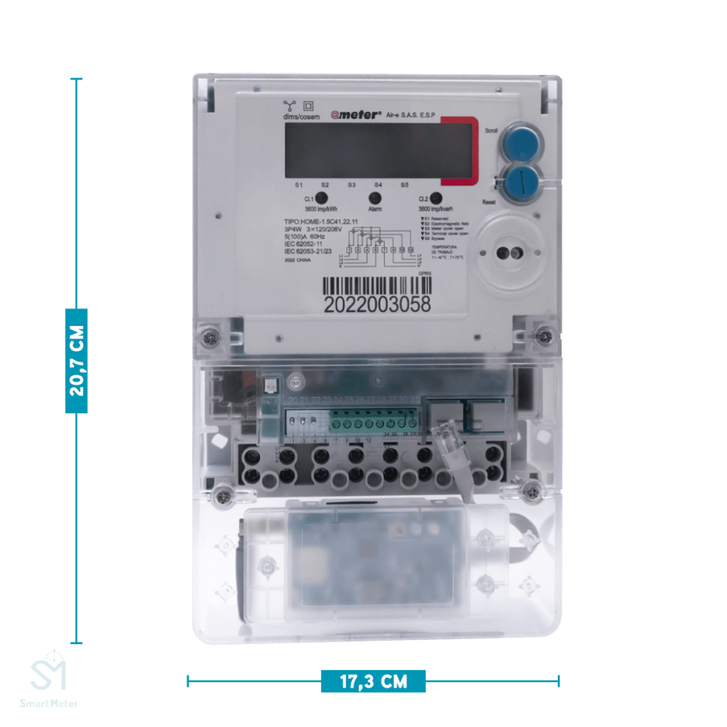 Medidor AMI GPRS Trifásico Activa Reactiva Frontal