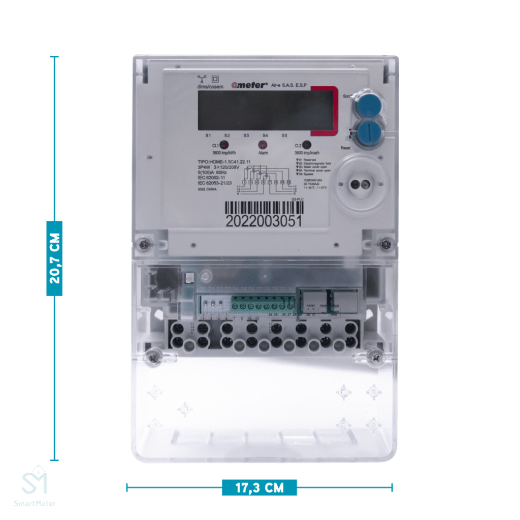 Medidor AMI PLC Trifásico Activa Reactiva Frontal